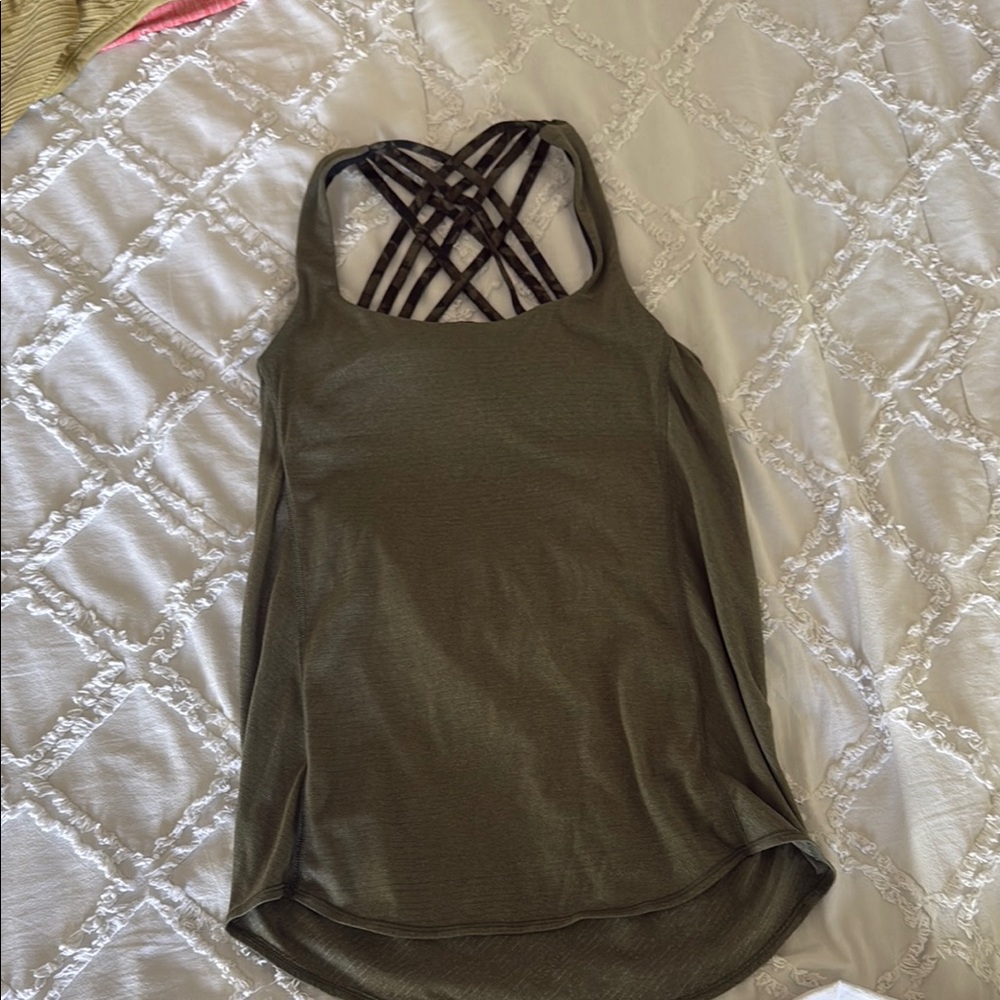Lululemon Athletica Green Backless Sleeveless Tank Top